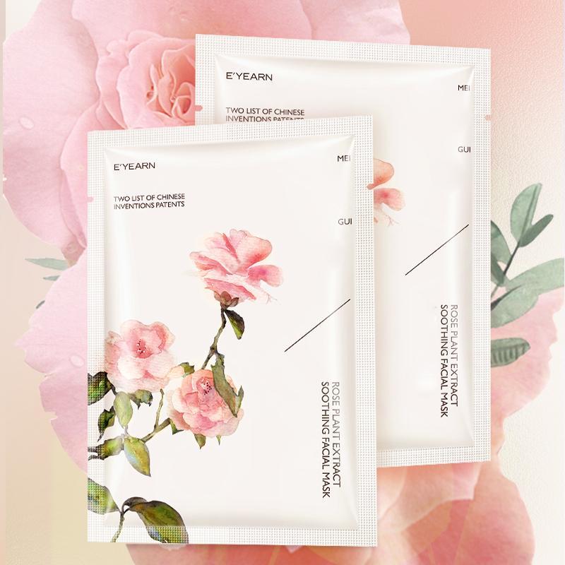 10KS Damask Rose Pleťová maska Změkčující Rozjasňující Hydratační Přírodní rostlinný Extrakt Balené 10 balení Pleťové masky s vůní růže
