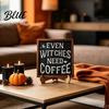 Standing Halloween Table Decor Wooden Coffee Photo Frame Retro Distressed Sign for Holiday Atmosphere Home Countertop Decor Rustic Autumn