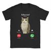 Herren T-Shirt Meowl Ruft Anrufer Meme Gehirnfäule Lustige Katze Eule Baumwoll-T-Shirts Kurzarm-T-Shirts Rundhals Kleidung