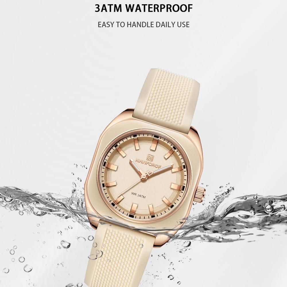 Naviforce Kadın Kız Kuvars Saat Kare Basit Kadran Silikon Kordon Işıklı Akrep Su Geçirmez Günlük Kız Kadın Saati NF5061