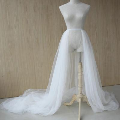 Elegantní svatební síťovaná sukně s dlouhou vlečkou, vysoký pas, 170 cm
