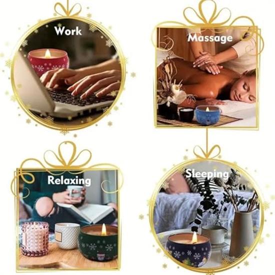 Wax Pack Of 3 Christmas Scented Candles Multi, 5.8 X 3.8 Cm For Relaxation Home Office Living Room Table, Ideal Gift For Christmas Decorations Item