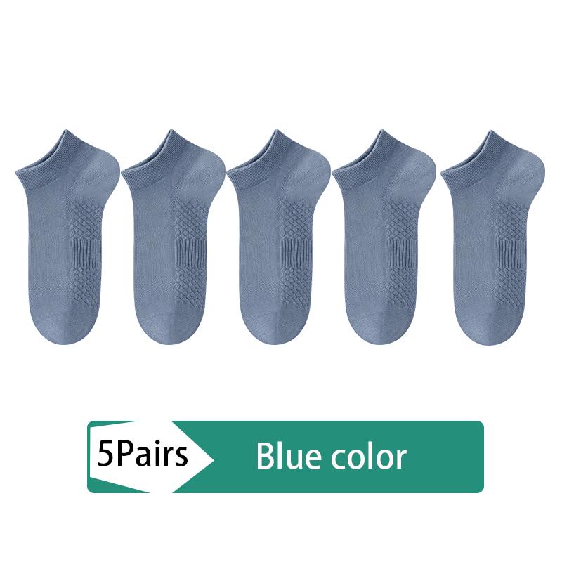 5Pairs Socks Men's cotton deodorant Antibacterial breathable casual black white business Short socks high quality size EU38-45