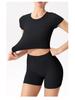 Seamless Women's Fitness Top with Built-in Chest Pad - Nude Feel Short Sleeve for Yoga & Running