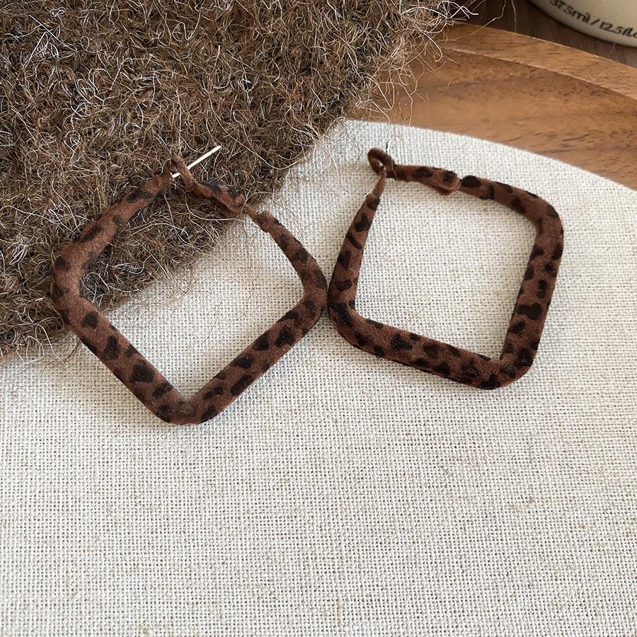 Silbernadel Leopard Harz Geo Runde Ohrringe, Retro Myer Stil, Nischen Design für Frauen