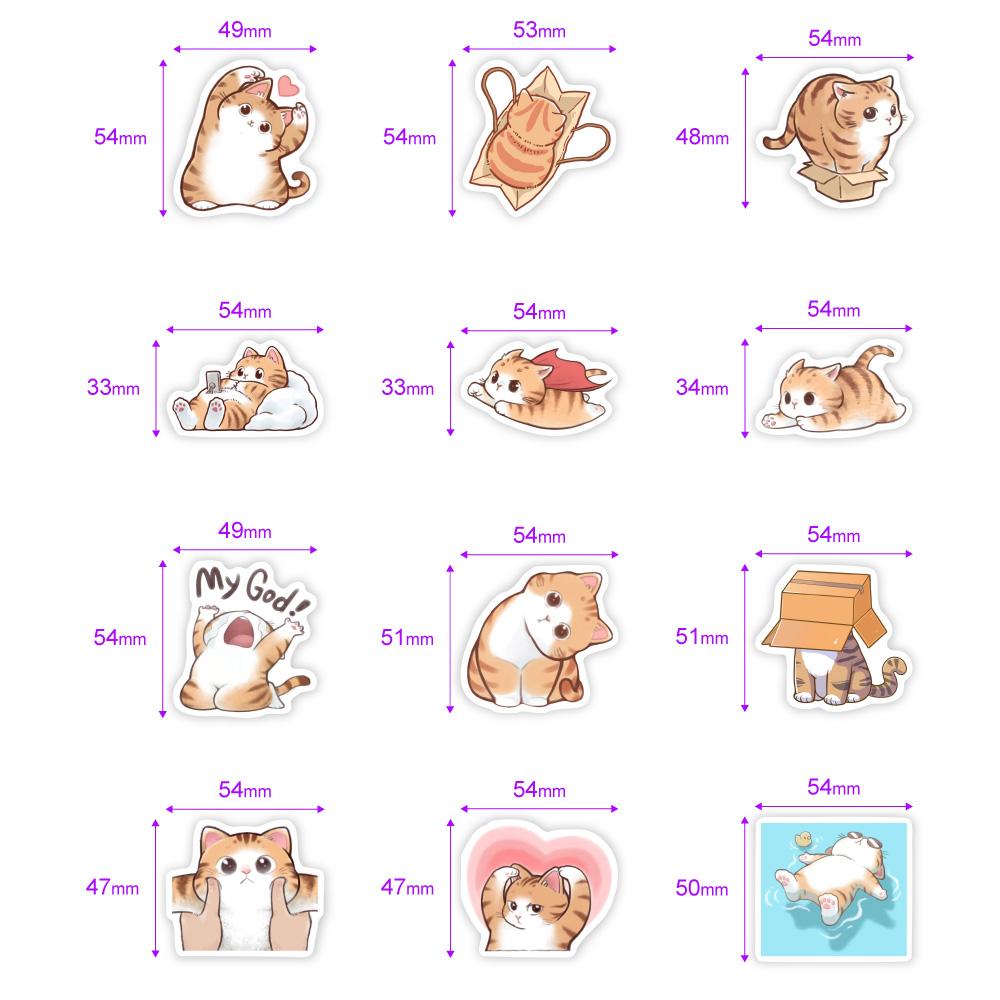 Cute Cartoon Orange Cat Vinyl Stickers Waterproof DIY Decals for Kids Adults Laptop Luggage Bottles Scrapbook Junk Decor Toy
