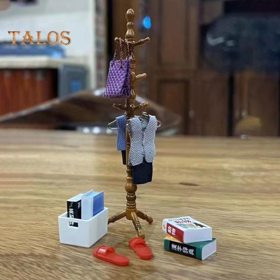 1:12 1:6 Scale Mini Dollhouse Accessories Miniature Hat And Coat Rack Stand Book Clothes Hanger Set Tiny Stuff for Dollhouse Bedroom