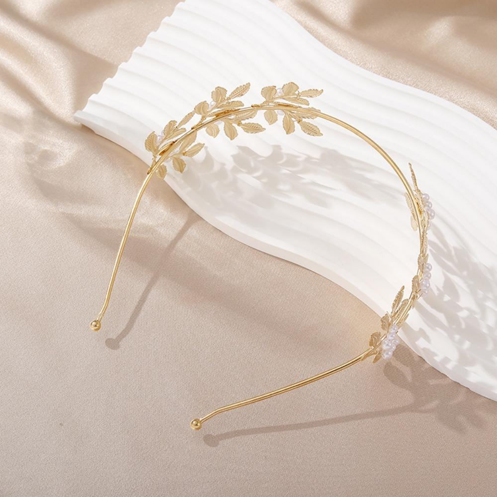 Hair Accessories Fashion Personality Gold Leaf Pearl Headband