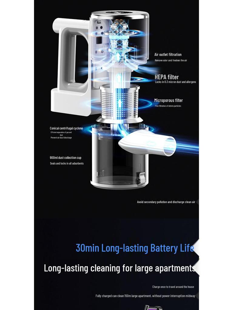 Handheld Wireless Vacuum Cleaner with Strong Suction, Mopping Function, and Wet/Dry Use – All-in-One Upright Design