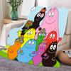 Kolorowy Koc Barbapapa - Fantazyjny Wzór Postaci w Kształcie Plamy do Rodzinnych Przytulasów, Przytulny Miękki Mikrofibra Blan