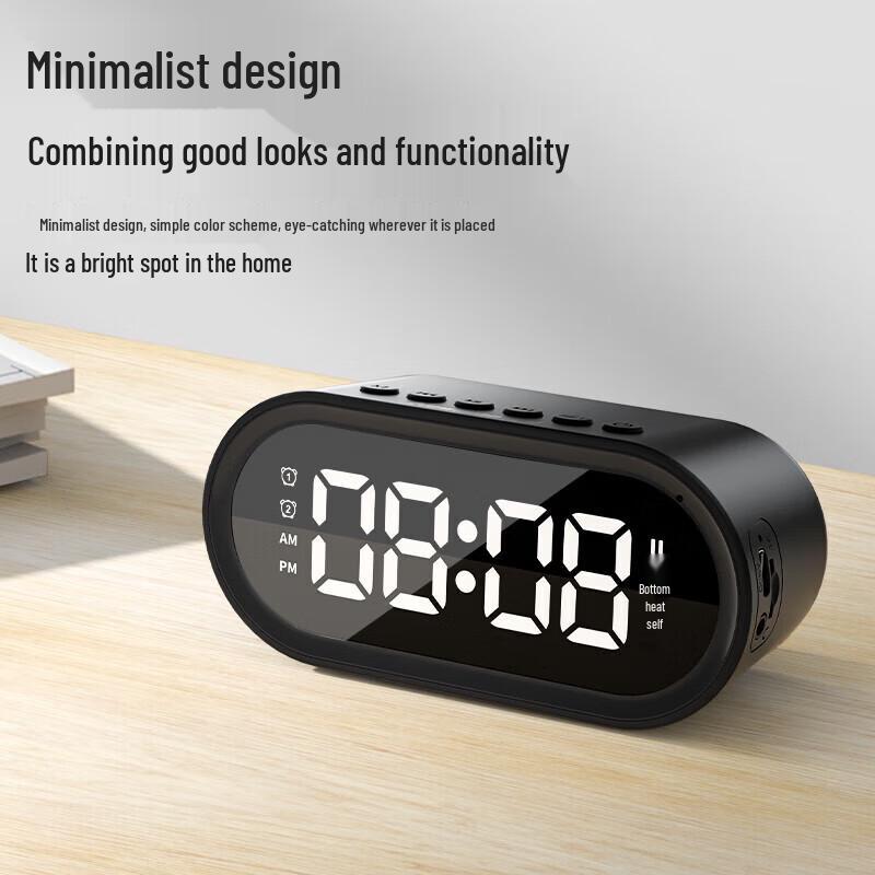 Newman Portable Bluetooth Speaker with Mirror LED Display & Alarm Clock