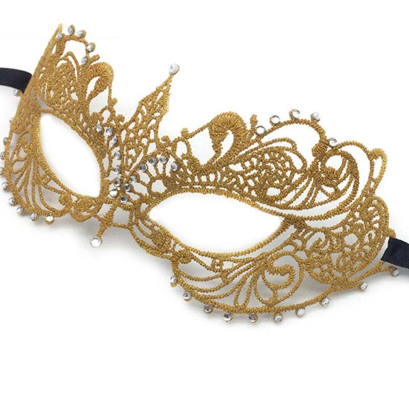 Rhinestone Half Face Mask for Women Halloween Masquerade Mask Antique Lace Half Face Mask Retro-Party Mask Cosplay Props