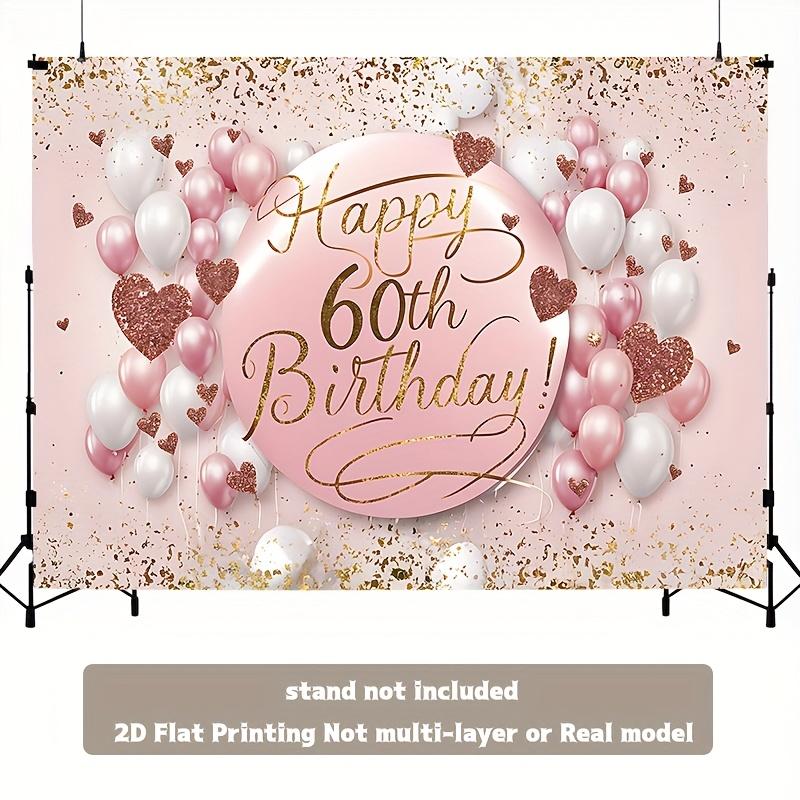 2D flat banner, 1 piece, background decoration item for 60th birthday party, polyester banner decoration.