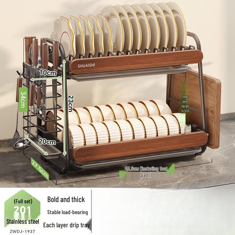 Black 304 Stainless Steel Multi-function Kitchen Countertop Dish Drying Rack