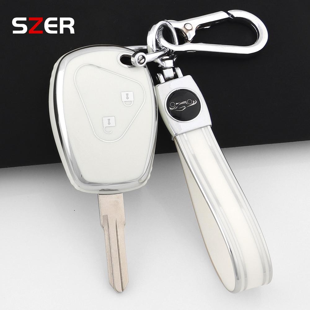 2 Button Tpu Car Key Case Cover For Renault Trafic Clio Duster Logan Dacia Sandero For Nissan Terrano Almera Protector Keychain