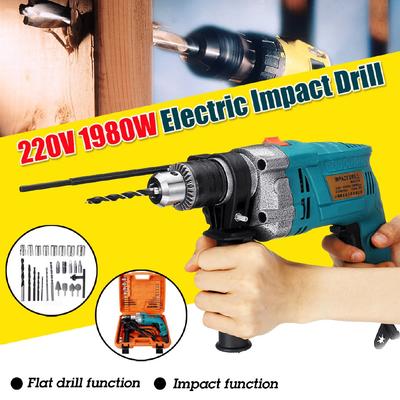 32Pcs 1980W Electric Impact Brushless Drill Drilling Guns Impact Electric Drill Electric Rotary Hammer Torque Driver