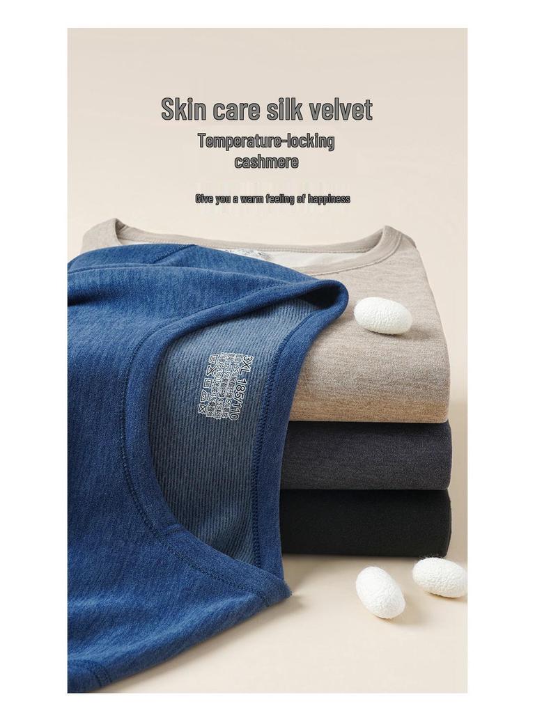 Men's and Women's Wool Silk Thermal Underwear Set – Warm, Thick, Velvet-Lined, Autumn Pants for Couples