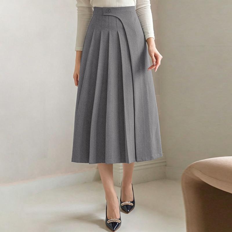 ZANZEA Women Elegant Casual Solid Color Loose Commute Midi Skirts