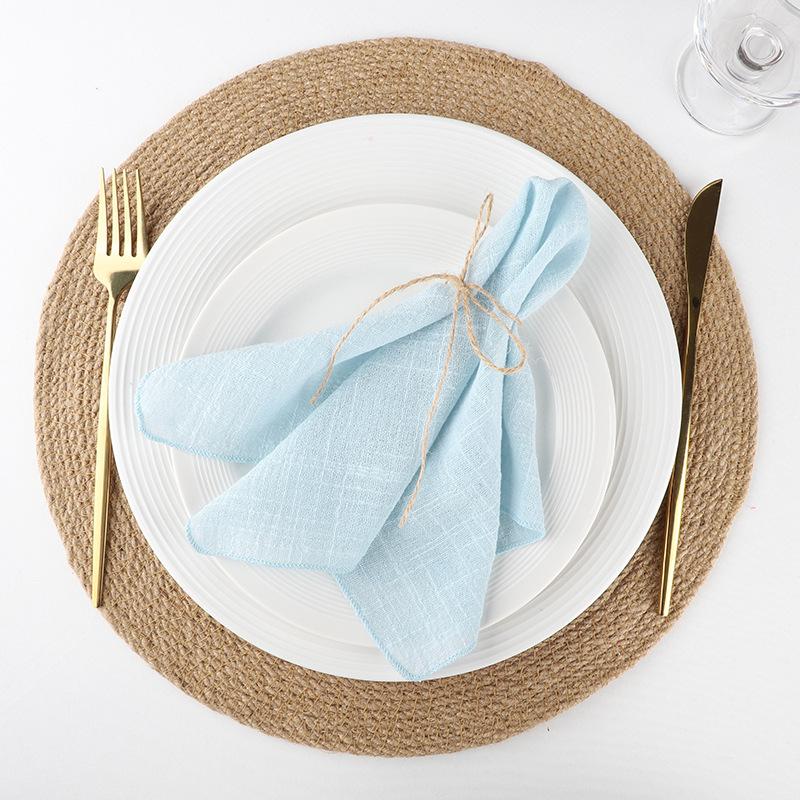 4PCS Pure Cotton Napkins Ins Style French Lock Edge Napkins Party Western Table Towels Decoration Fabric (Without Hemp Rope)