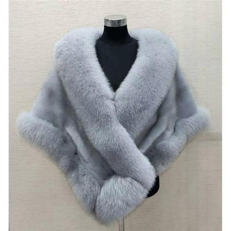 Imitation Mink Fox Fur Shawl Short Coat Women's Cheongsam Show Wedding Party Cape Warm Winter Wear