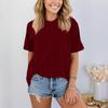 Women Fashionable Short Sleeve Soild Casual Basic  Pullover T-shirt Top
