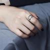 Minimalistischer Hohlraum Einstellbarer Doppelring Verstellbar Glatte Linie Linie Glatter Ring Metall Silberring Frau Mädchen