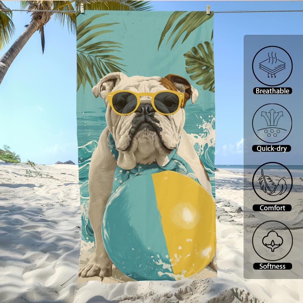 Asciugamano da Spiaggia Bulldog Inglese Stampato Oversize Asciugatura Rapida Senza Sabbia per Spiaggia Piscina Nuoto Viaggio Morbido Assorbente Asciugamano Regalo