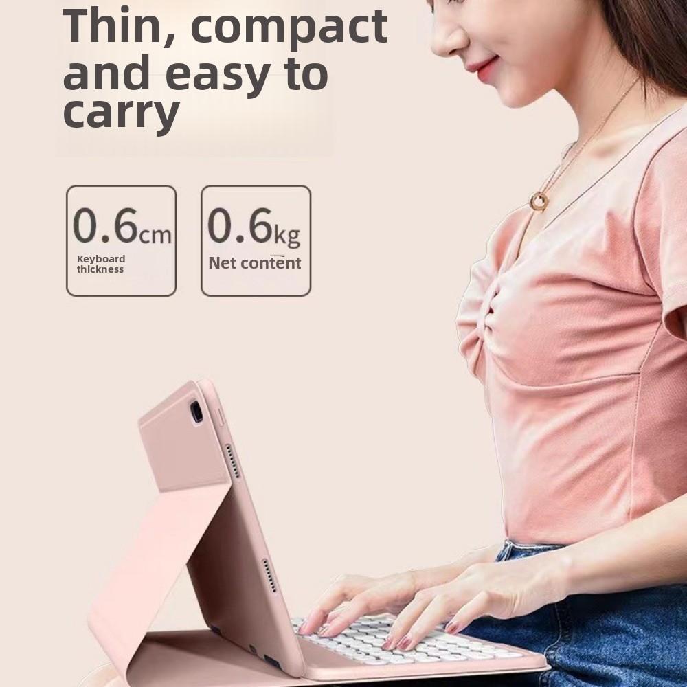 Leather Keyboard Case for iPad Air 5 Mini 6 with Bluetooth Touch Control 110 97 Inch Round Keycap M4 Cover