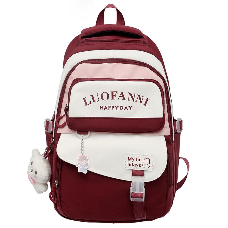 Girls High School Students Burgundy Junior High School Students Multi Layered Elementary School Students Backpacks
