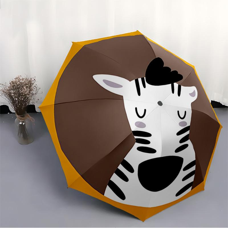1 st Zebra-ränder Automatiskt Paraply   Auto Öppna/Stänga Fällbart Paraply med 8 Ribbram, 3-faldigt Kompakt Paraply för Män & Kvinnor, 128