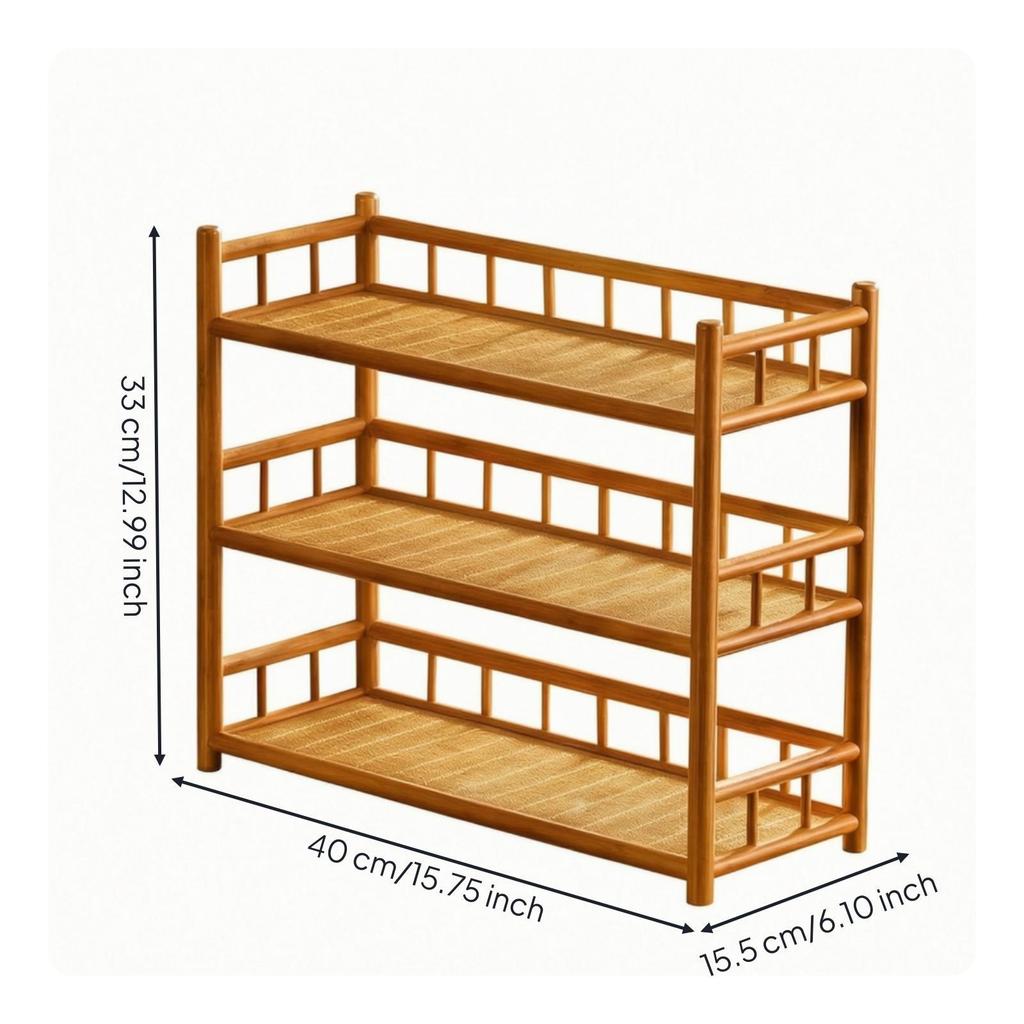 Bamboo Tea Cup Rack Tiered Teapot Display Stand Wooden Set