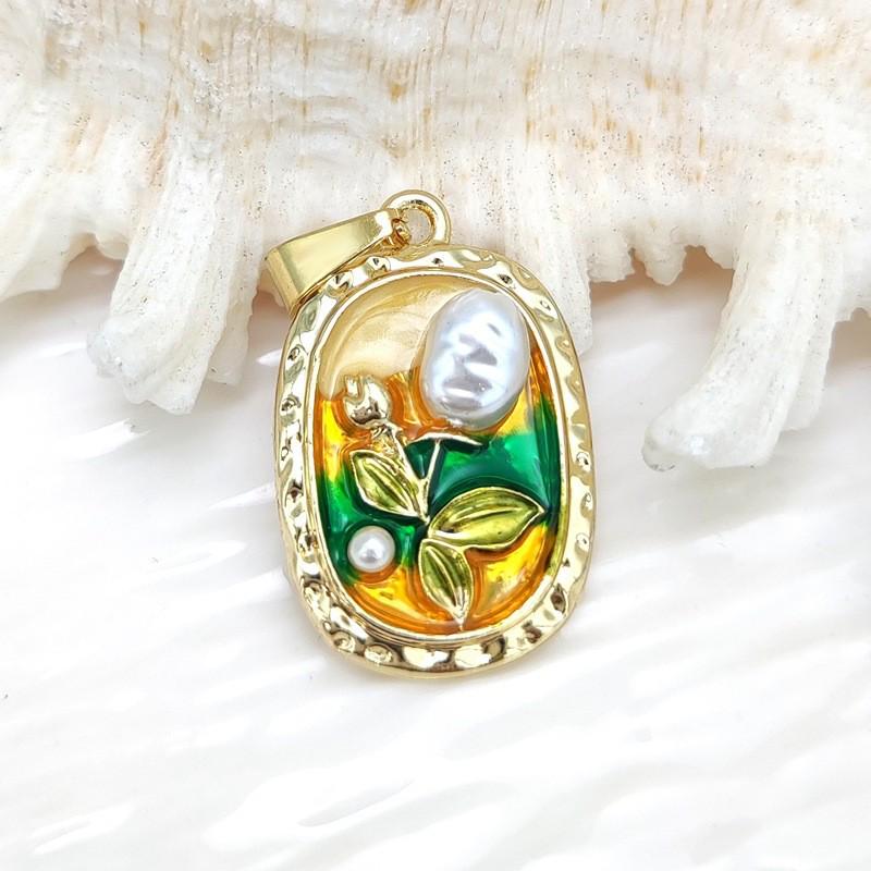 

Ожерелье-сад из пресноводного жемчуга в стиле масляной живописи 2025 года с подвеской, покрытой глазурью-подтеком