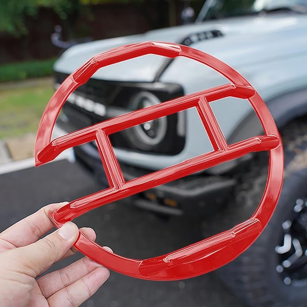Front Headlight Guards Trim Protector Cover for Ford Bronco 4-Door 2021-2024 Exterior Headlamp Guard Kit Accessories (Golssy Red)