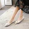 Flats Shoes Women Pointed Toe Soft leather Black Beige Lady Fashion Flats Round buckle Flat Sole Large Size 42 43