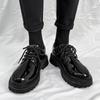 Black Round Toe Thick Sole Lace-up Men's Leather Brogue Shoes High Quality Fashion Elegant Footwear Offer Retro Male Casual Shoe