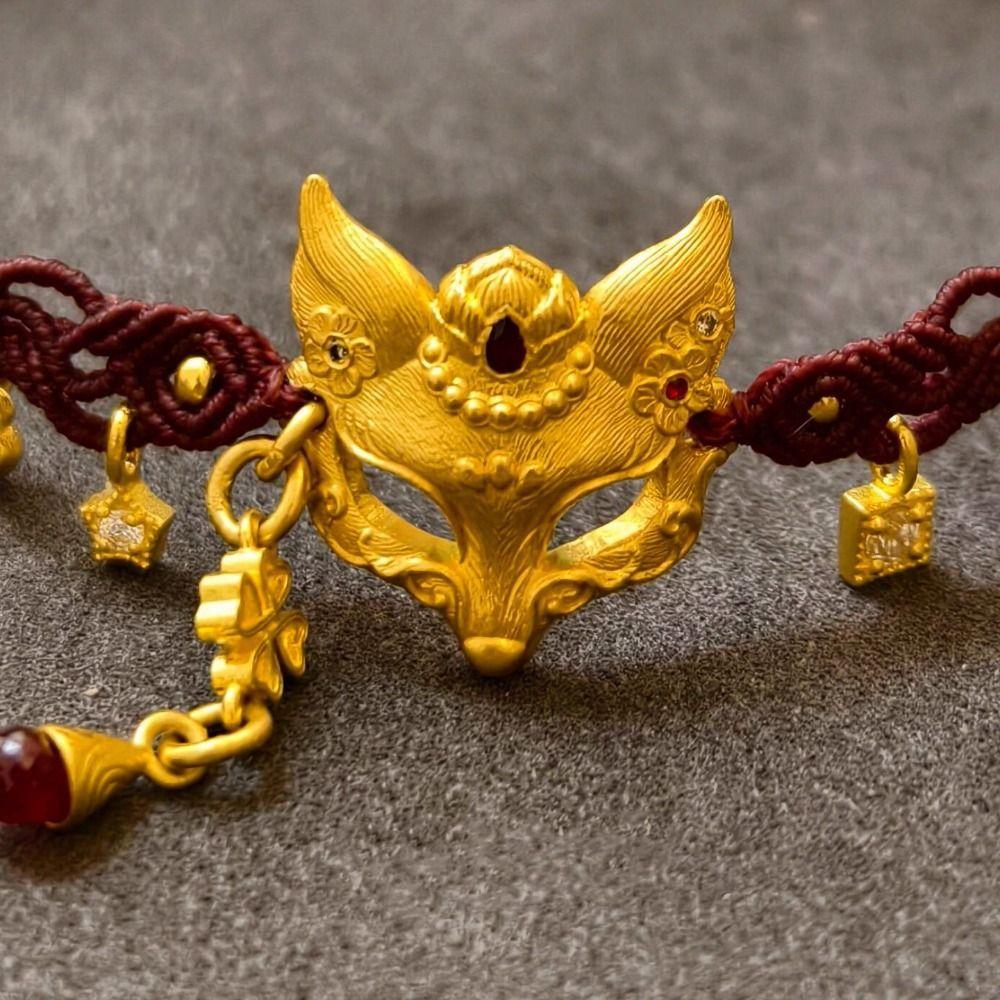 Elegant Rävmask Armband Utsökt Handgjort Pärlarmband Kinesisk Stil Halsband Flickor