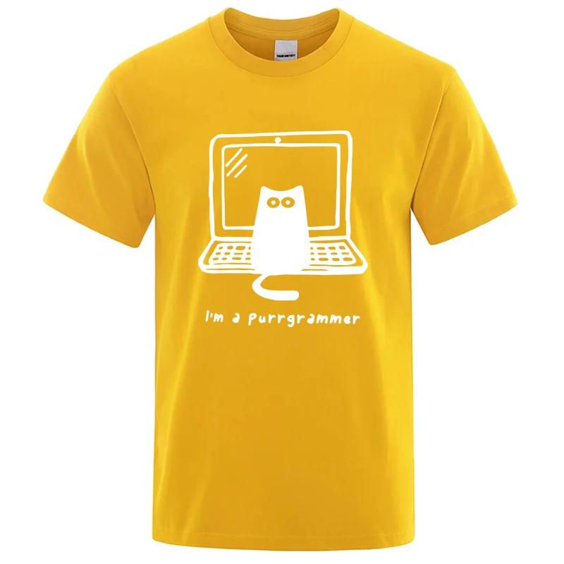 

Mens Tshirt High Quality 100 Cotton Funny Cat Programmer Printed Summer Casual Loose Cool Men T Shirt Oneck Male Tops Tees 4XL