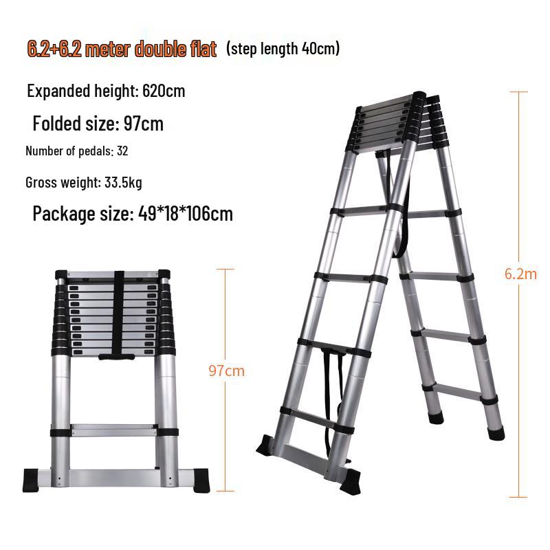 Multi-Functional Aluminum Telescopic Ladder - Herringbone Design, Foldable, Thickened for Household and Large Joint Decoration.
