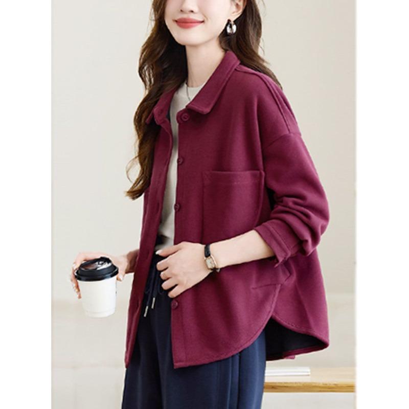 Spring Autumn Womens Hoodie Coat Loose Fit Korean Style Fashionable Belly Cover Cardigan Casual Top
