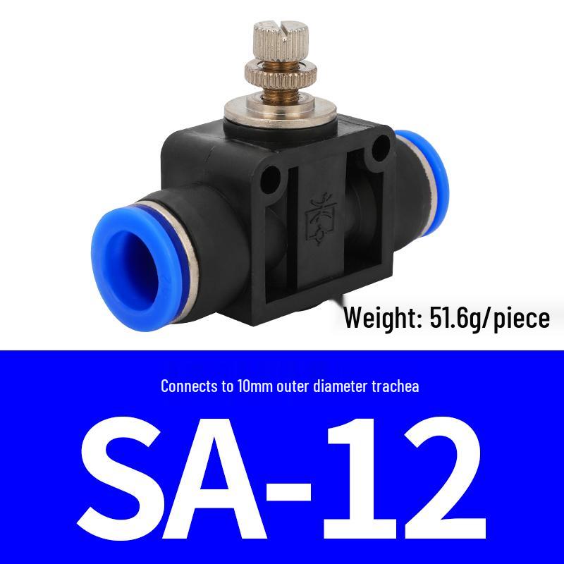 Pneumatic Quick Connector Throttle Valve, Speed Control & Flow Adjustment Valve SA4 6 8 10 12.
