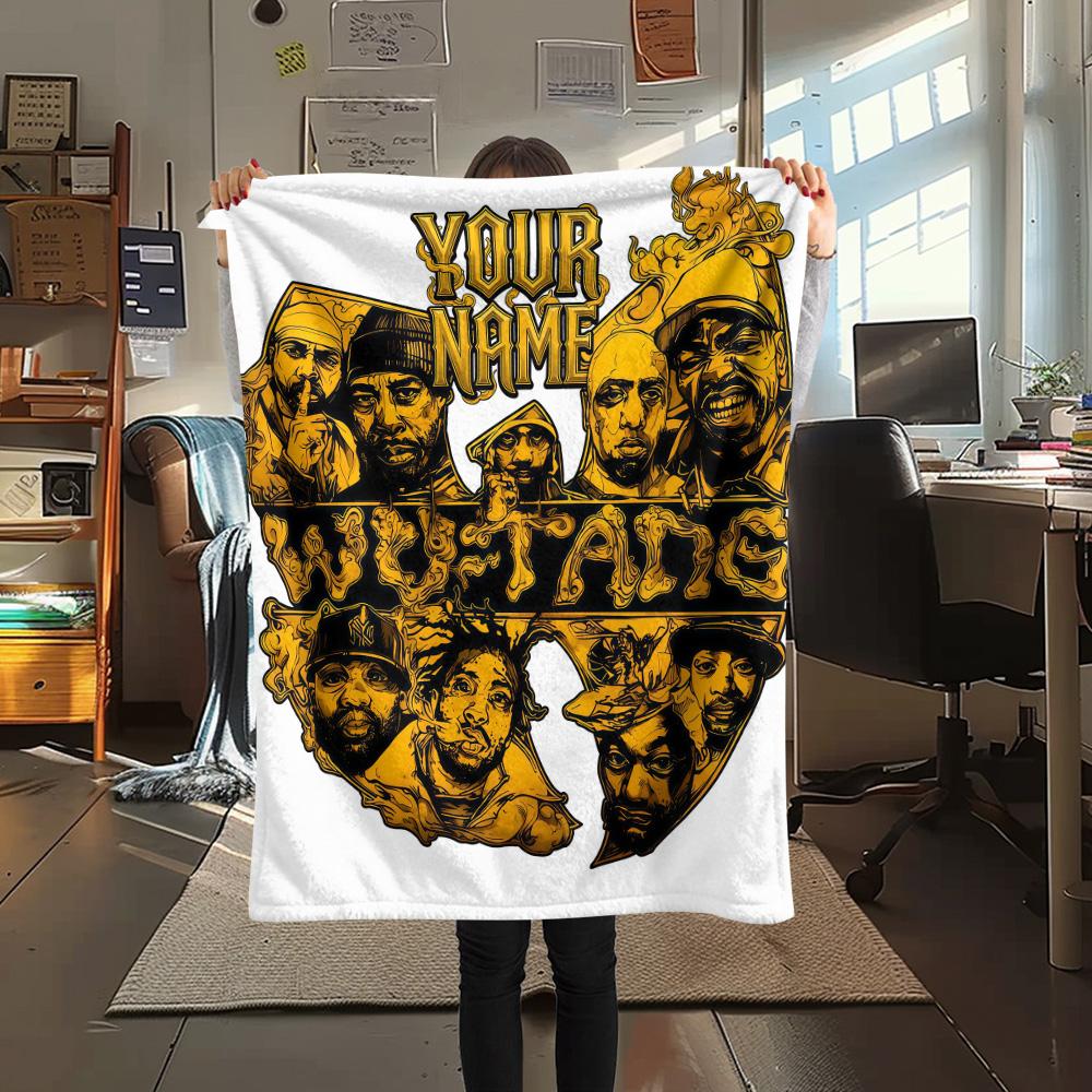 1PC Custom Name Wu-Tang Clan Patterned Flannel Blanket Suitable For All Seasons for Home Decor Warmth and Comfort Gifts Holiday Present -HE231