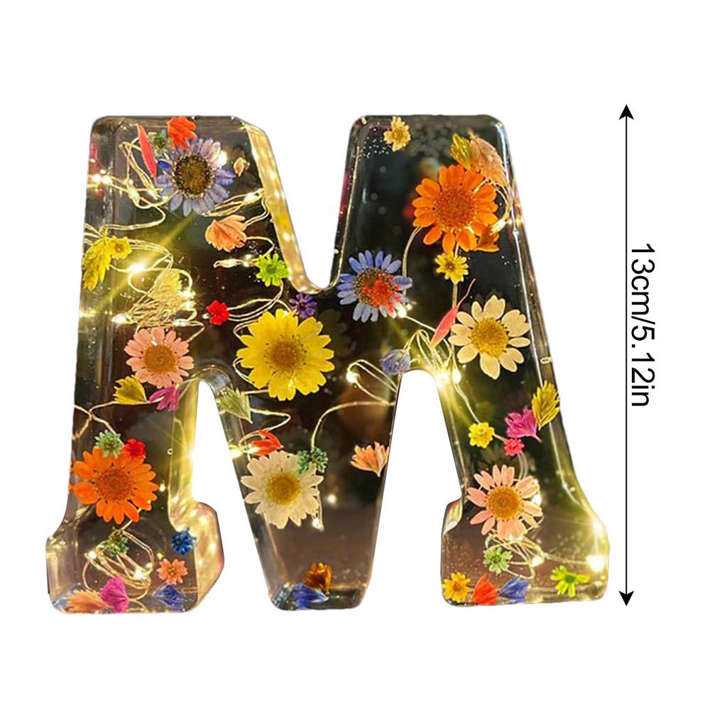 Creative Large Letter Floral Night Light 26 Letters A-Z Dry Flower Simulation Floral Letter Light Valentine's Day Gift
