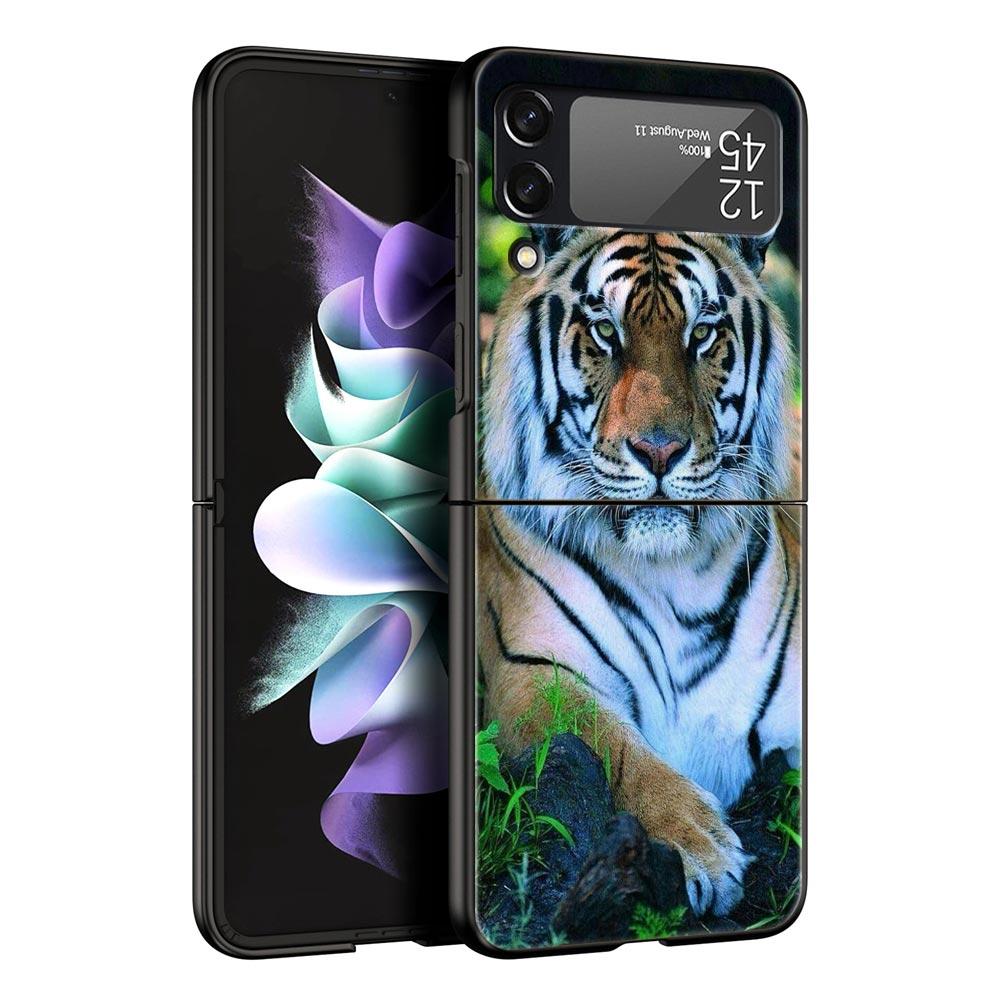 

Tiger Lion Leopard Phone Case for Samsung Galaxy Z Flip 3 4 5 Folding Shell For Samsung Z Flip3 Flip4 Hard Fundas Bumper Cover for Samsung Z Flip 3