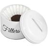 Coffee Filter Holder Stainless Steel Round Basket Coffee Filter Storage Container with Lid and Top Handle Vintage Coffee Filter