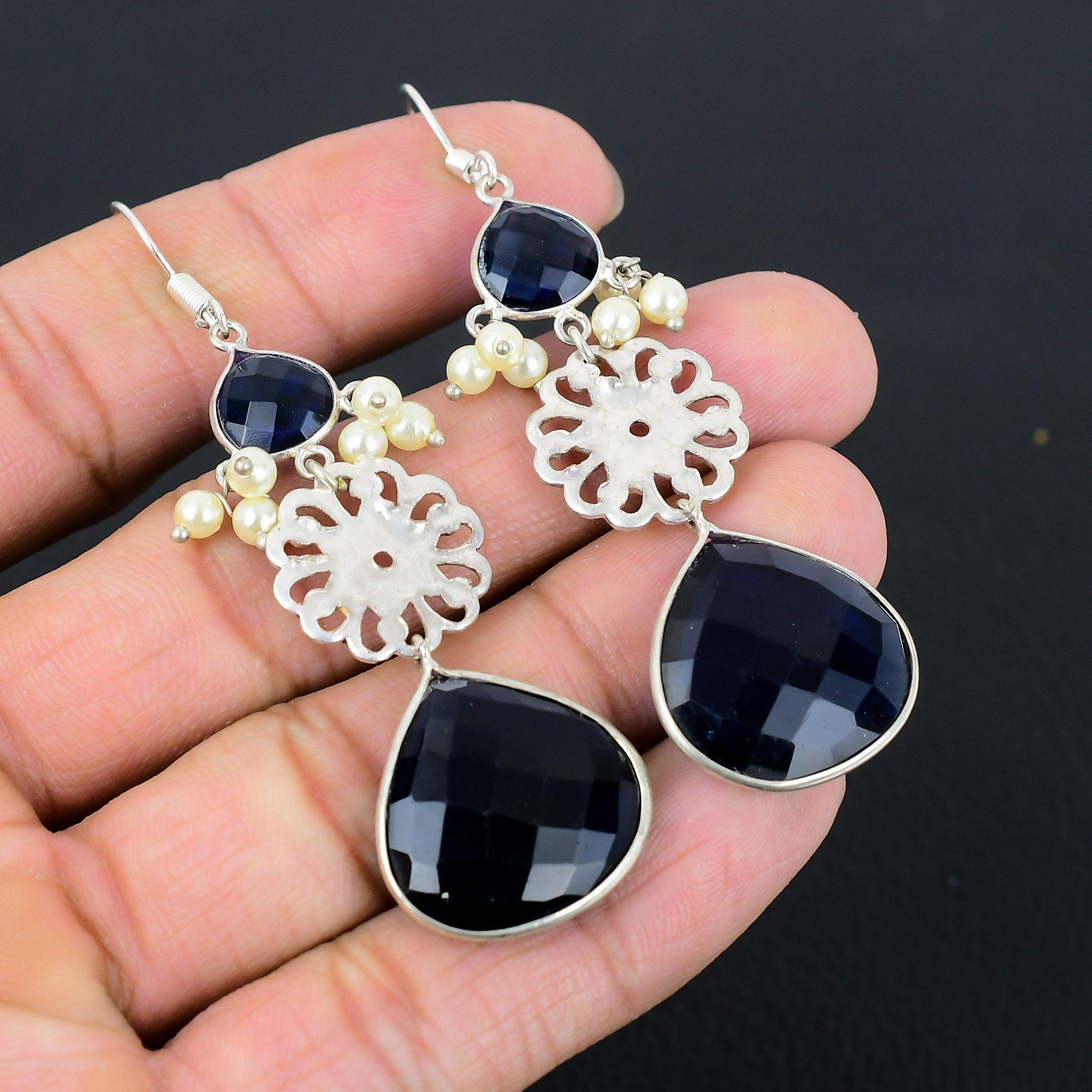 

Распродажа ко Дню дочери Серьги-подвески из стерлингового серебра с драгоценными камнями лондонского голубого топаза