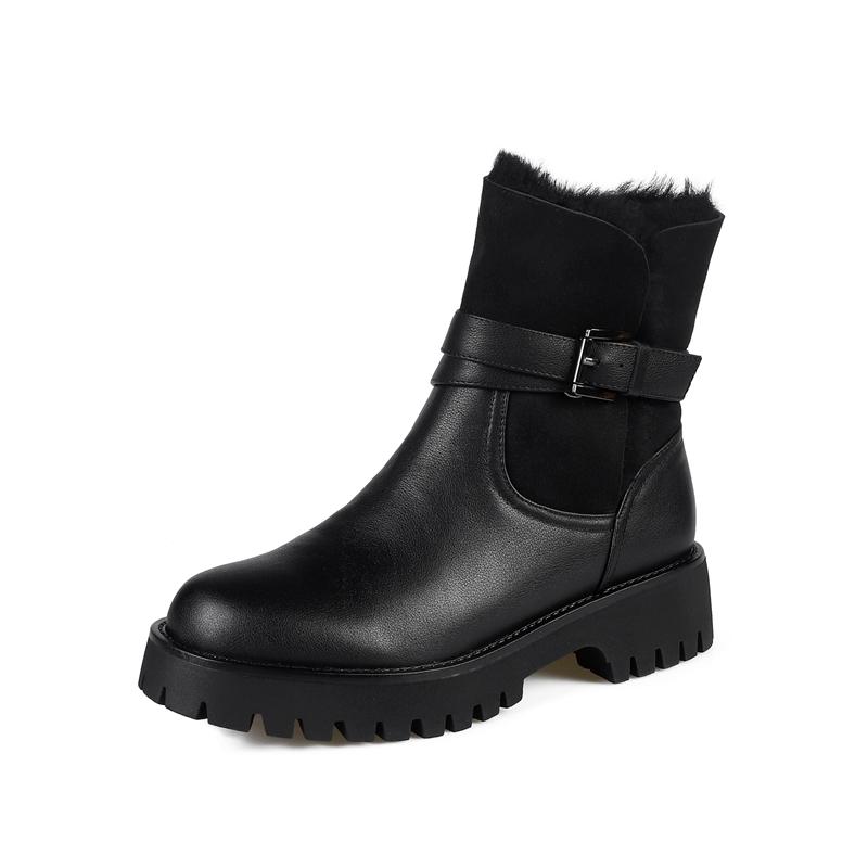 Fashion Boots Women Winter Women Ankle Boots Snow Boots Genuine Leather Warm Wool Shoes Woman Classic Zipper Casual Working Short Boots