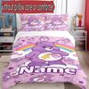 3pcs Duvet Cover Set (1*Duvet Cover + 2*Pillowcase, Without Core), Custom Name Care Bears Pattern Bedding Set, Home Bedroom Decor Gift