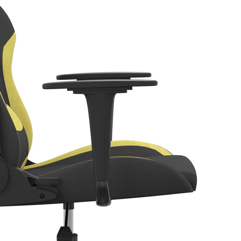 Gaming Chair with Massage Function Black and Light Green Fabric