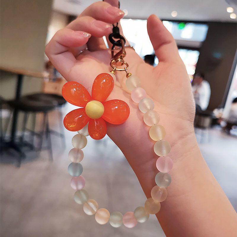 Anti Loss Mobile Phone Chain Hanging Strap Short Beaded Bracelet Lanyard Keychain Women Girls Cellphone Cord Jewelry Accessories