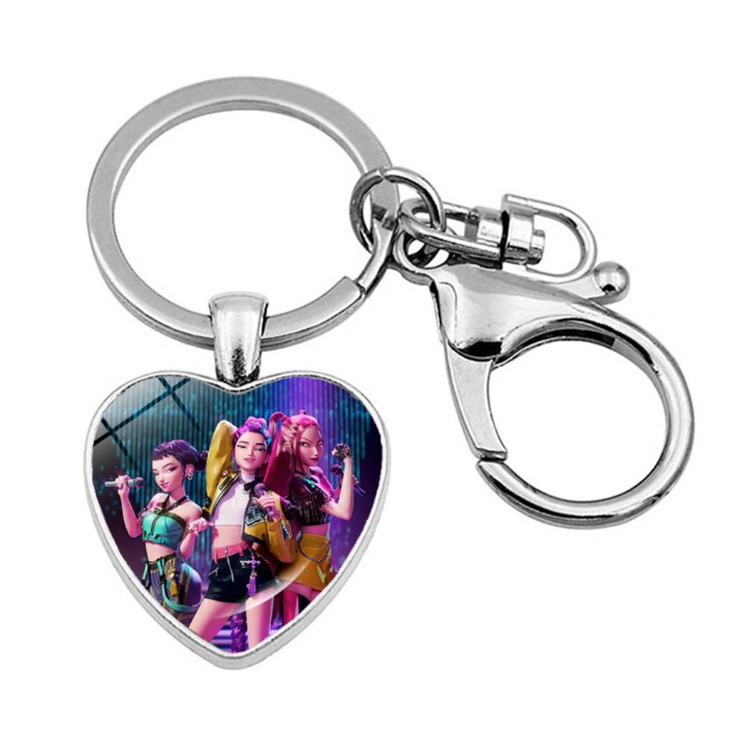 Witch Girl Group Surrounding Love Keychain Pendant Cartoon Anime Heart Pendant Accessories